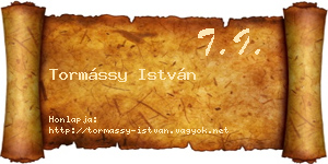 Tormássy István névjegykártya